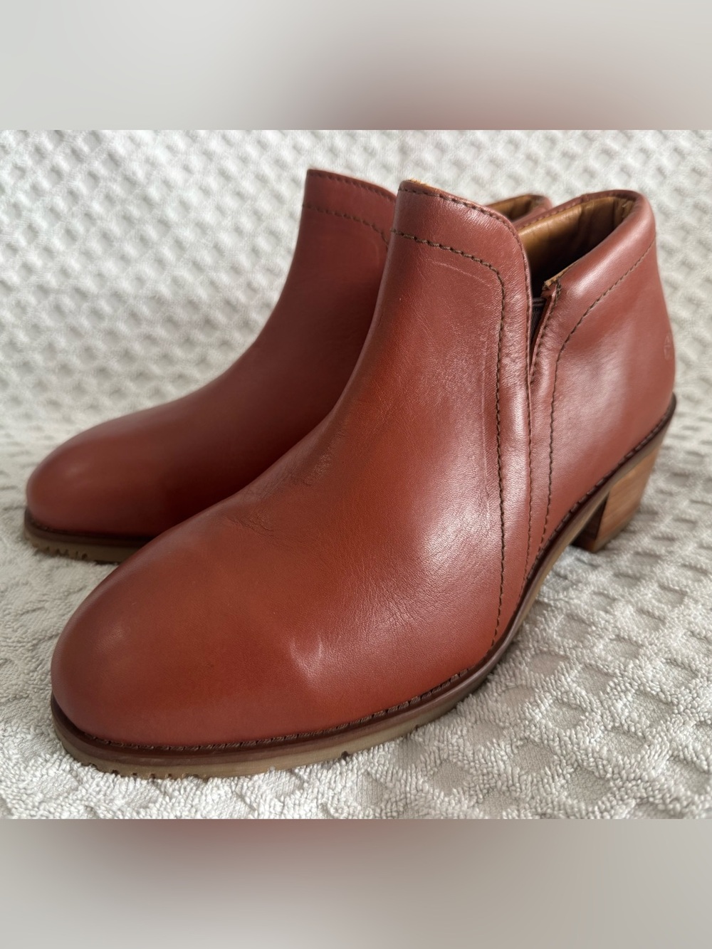Xena Gravity Safety Shoes Steel Toe Leather Ankle Boots Womens 8.5 Cognac Brown
